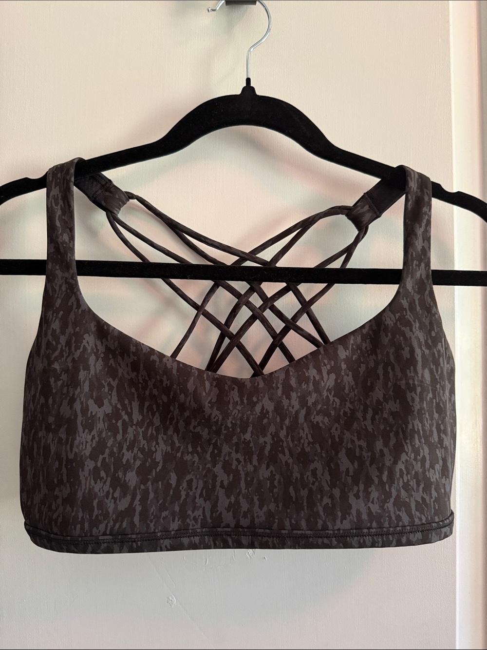 lululemon athletica Dark Charcoal Patterned Strappy Back Sports Bra